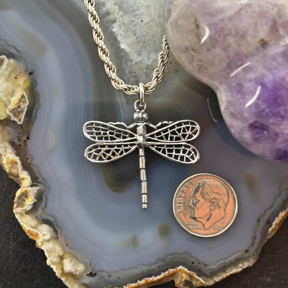 Sterling Silver Fashion Dragonfly Pendant - Picture 8 of 10